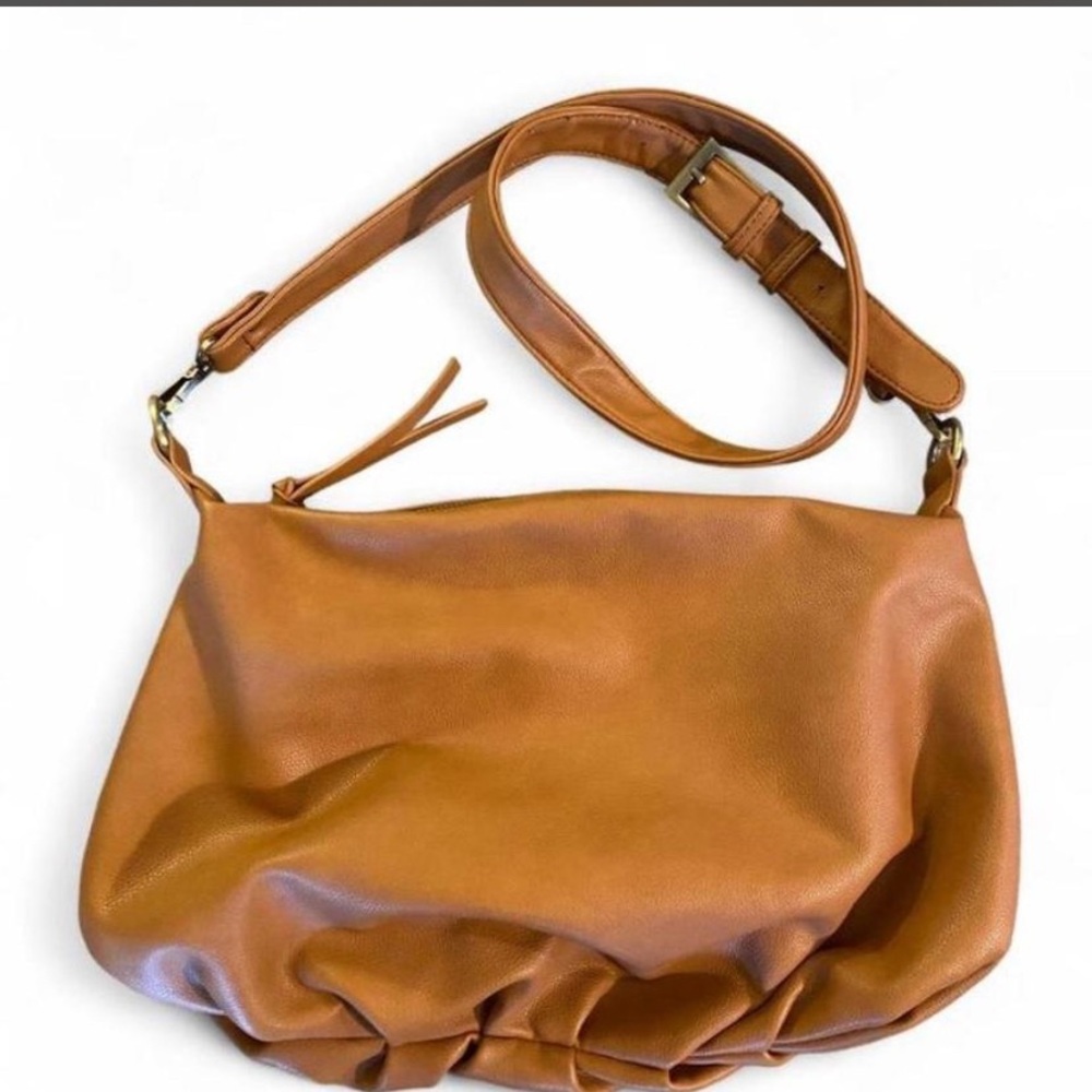 Joy Susan Tan Leather Hobo Shoulder Bag